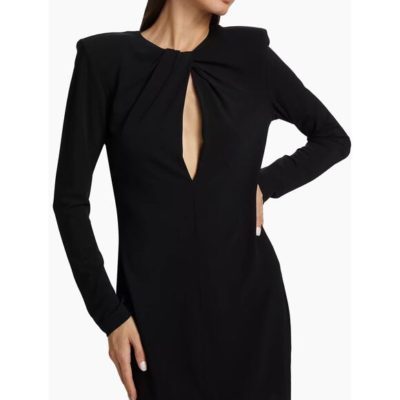 Anine Bing Black classic long sleeve Amaya Keyhole Minidress size Large - Picture 3 of 11